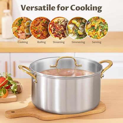12 QT Stock Pot with Lid, Full Clad Tri-Ply Stainless Steel Soup Pot | Large Induction Cooking Pot, Uncoated & Built to Last, for Festive Seafood Boils, Big-Batch Chilis, and Heavy-Duty Stewing5