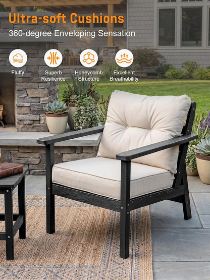 HDPE Patio Conversation Set 6 Seats, Outdoor Furniture Set, Patio Sofa Set5