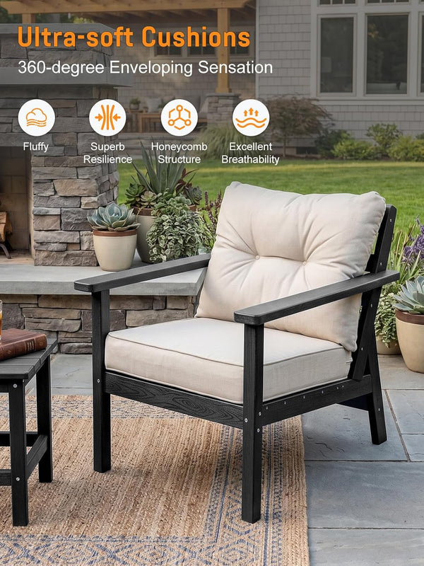 HDPE Patio Conversation Set 6 Seats, Outdoor Furniture Set, Patio Sofa Set5