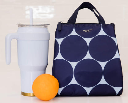 Kate Spade New York, Portable Soft Cooler Lunch Bag with Silver Insulated Interior Lining and Storage Pocket, Joy Dot6