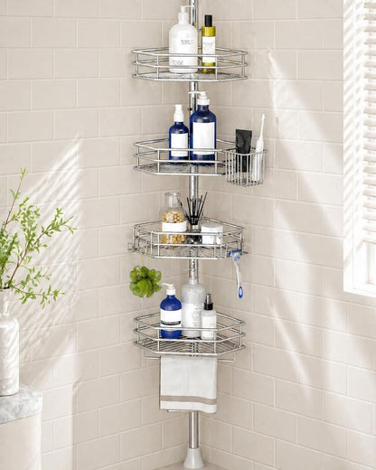 Rustproof Corner Shower Caddy Tension Pole for Bathroom Storage1