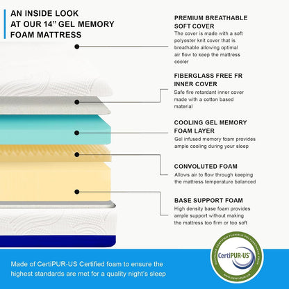 Premium King Adjustable Bed with 14 Inch Prime Gel Memory Foam Sleep System, Massage, Zero Gravity, Anti-Snore, Programmable Memory Positions, USB, Underbed Lighting, Zero Clearance4
