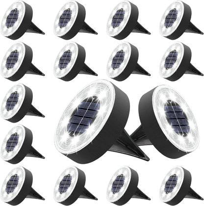 16 Pack 3.4Inch Solar Ground Lights Outdoor Waterproof, White1