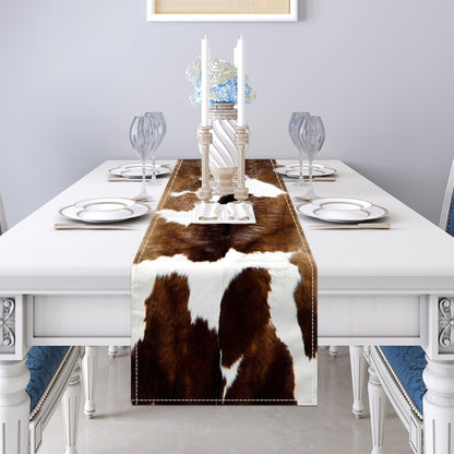 Western Cow Print Table Runner Brown Cowhide Animas Printing Western Kitchen Decor for Wedding Party Home Dinner Table Decorations 13 X 71 Inch (Just a Print )3