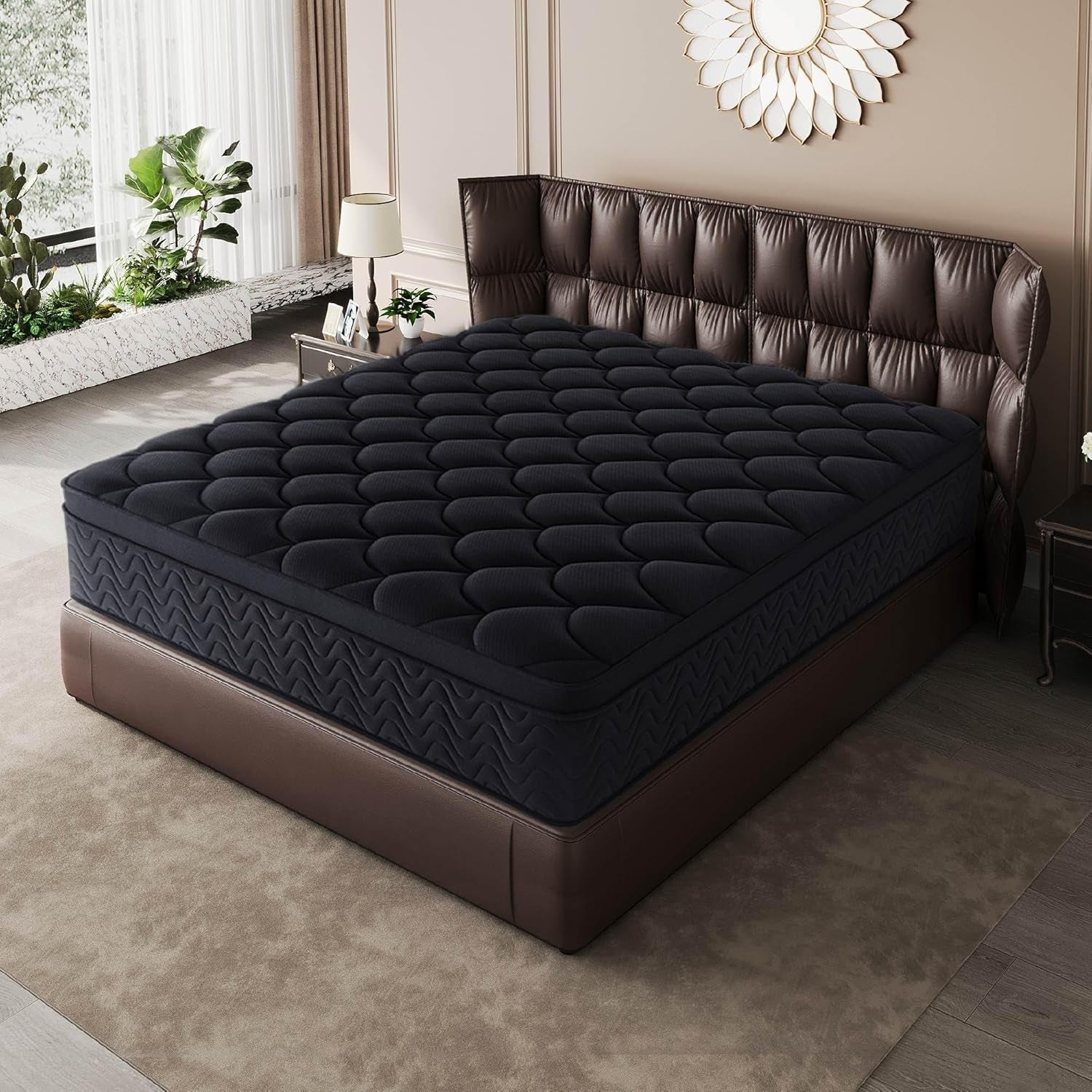 premium-12-inch-queen-size-mattress-black-diamond-quilted-individual-pocket-spring-memory-foam-top-luxurious-support-pressure-relief-mot