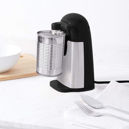 3-In-1 Electric Can Opener, Bottle Opener and Knife Sharpener with Stainless Steel Blade, Magnetic Lid Holder, Safe, Easy to Use, Powerful, Sleek Design, 50W, Black6