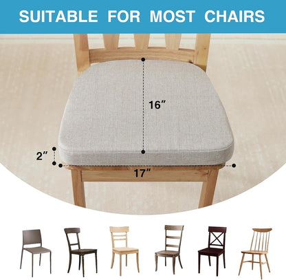 Chair Cushions for Dining Chairs Set of 4, Non Slip Kitchen Chair Pads, 17" X 16" X 2", Indoor Dining Chair Cushions with Ties, D-Shaped Seat Cushions for Kitchen Chairs, Beige4