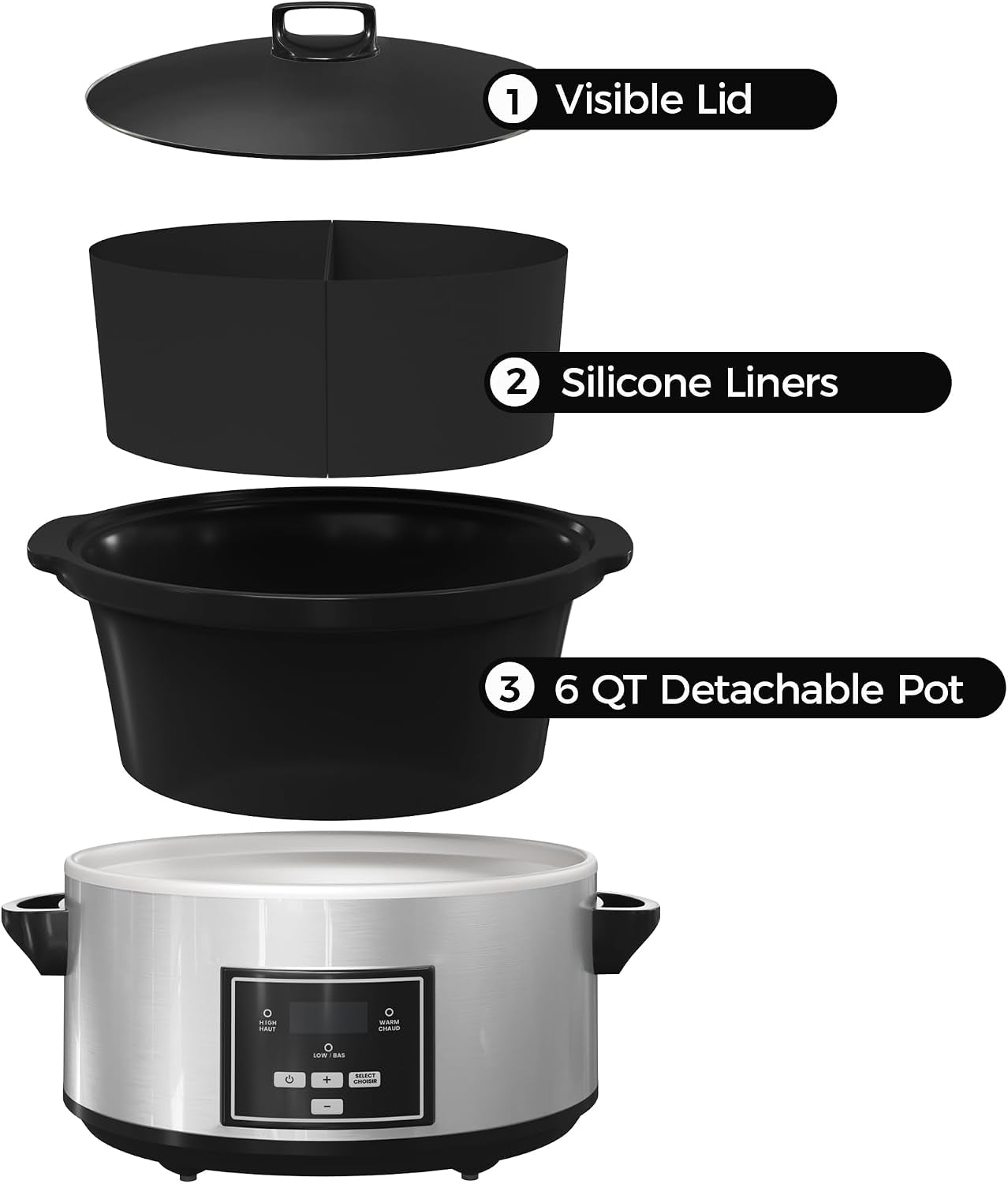 6-quart-programmable-slow-cooker-with-2-in-1-silicone-liners-food-warmer-with-auto-warm-setting-and-digital-timer-3-cooking-settings-dishwasher-safe-ceramic-pot-glass-lid-silver