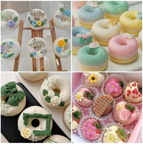 Flower Silicone Molds,9Pcs Rose Leaf Daisy Sunflower Chrysanthemum Small Flowers Fondant Molds Polymer Clay Mould Candy Chocolate Molds for Cupcake Cake Pop Puck Decoration DIY Crafts3
