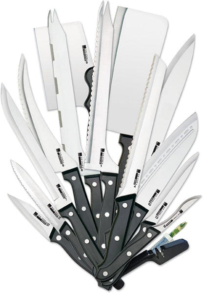 20-Piece Stainless Steel Kitchen Knife Set with Included Sharpener | Full Tang, Triple-Riveted Construction for Lasting Sharpness and Balance1