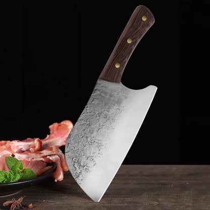 Meat Cleaver Knife, 8 Inch Handmade Kitchen Knife Chef Knife High-Carbon Meat Vegetable Chopper Traditional Butcher Cleaver Slicing Knife Cooking Tools3