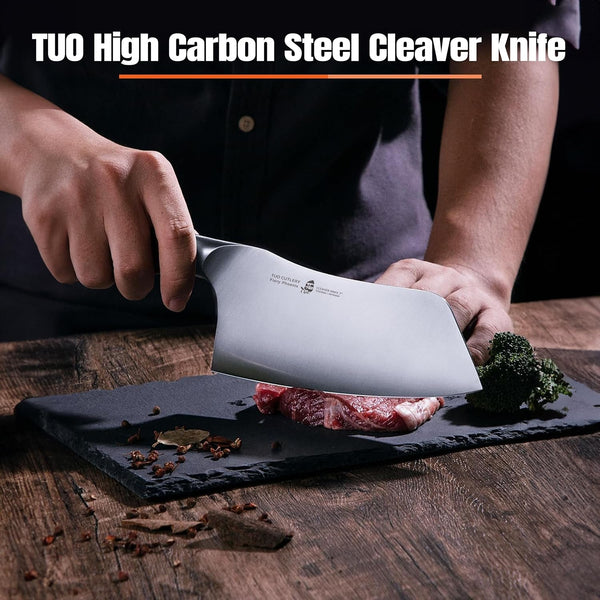 Vegetable Cleaver Knife, Chinese Chef Knife 7 Inch Meat Cleaver with Pakkawood Handle, Stainless Steel Butcher Chopper for Home Kitchen - Fiery Phoenix Series2