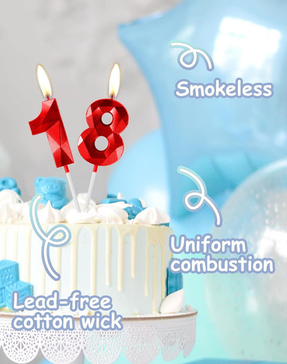 Red Birthday Candles for Cake, Number 10 Candle for 10Th Birthday Decorations, 3D Design Cake Topper Decorations for Boy Girl Women Men Birthday Theme Party Anniversary Celebration Supplies5