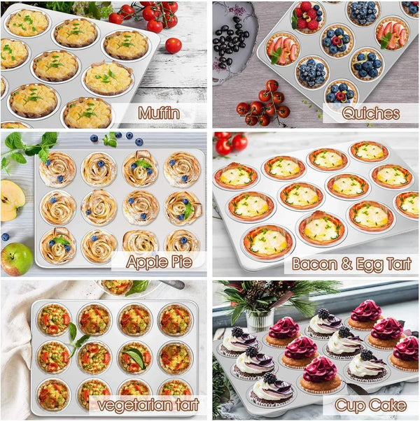 12-Cup Muffin Pan Tin, Stainless Steel Cupcake Pan, 1Pc | Muffin Tin for Oven Baking, Dishwasher Safe, Non-Toxic, Standard Size, Ideal for Homemade Muffin Cup Cake Tart Quiche6