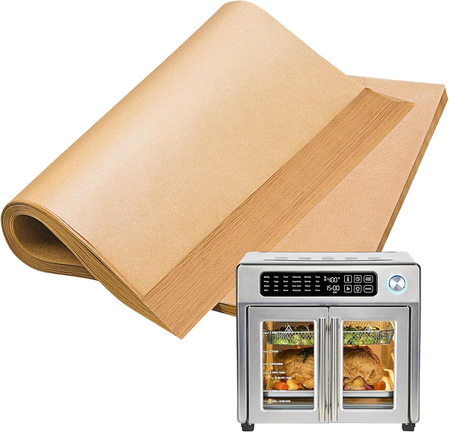 120pcs-air-fryer-liners-disposable-for-emeril-lagasse-26qt-air-fryer-unbleached-non-stick-parchment-paper-sheets-accessories-for-emeril-lagasse-french-door-360-air-fryer-26qt-toaster-oven