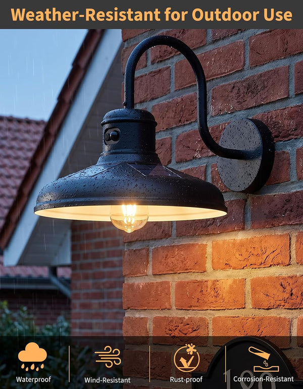 Solar Motion Sensor Barn Light, Farmhouse Outdoor Wall Sconce, 12″, 2 Pack7