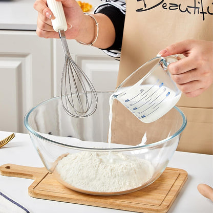 4.7QT Large Glass Mixing Bowl with Lid, Clear Glass Salad Cooking Bowls for Sourdough, Salad and Storage Prepping and Baking Food Storage Set5