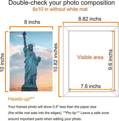 8X10 Picture Frame Set of 10, Display Pictures 5X7 with Mat or 8X10 Prints without Mat, Wall Mounting or Tabletop,Black3