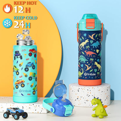18Oz Kids Insulated Water Bottle with 2-In-1 Straw & Spout Lid4