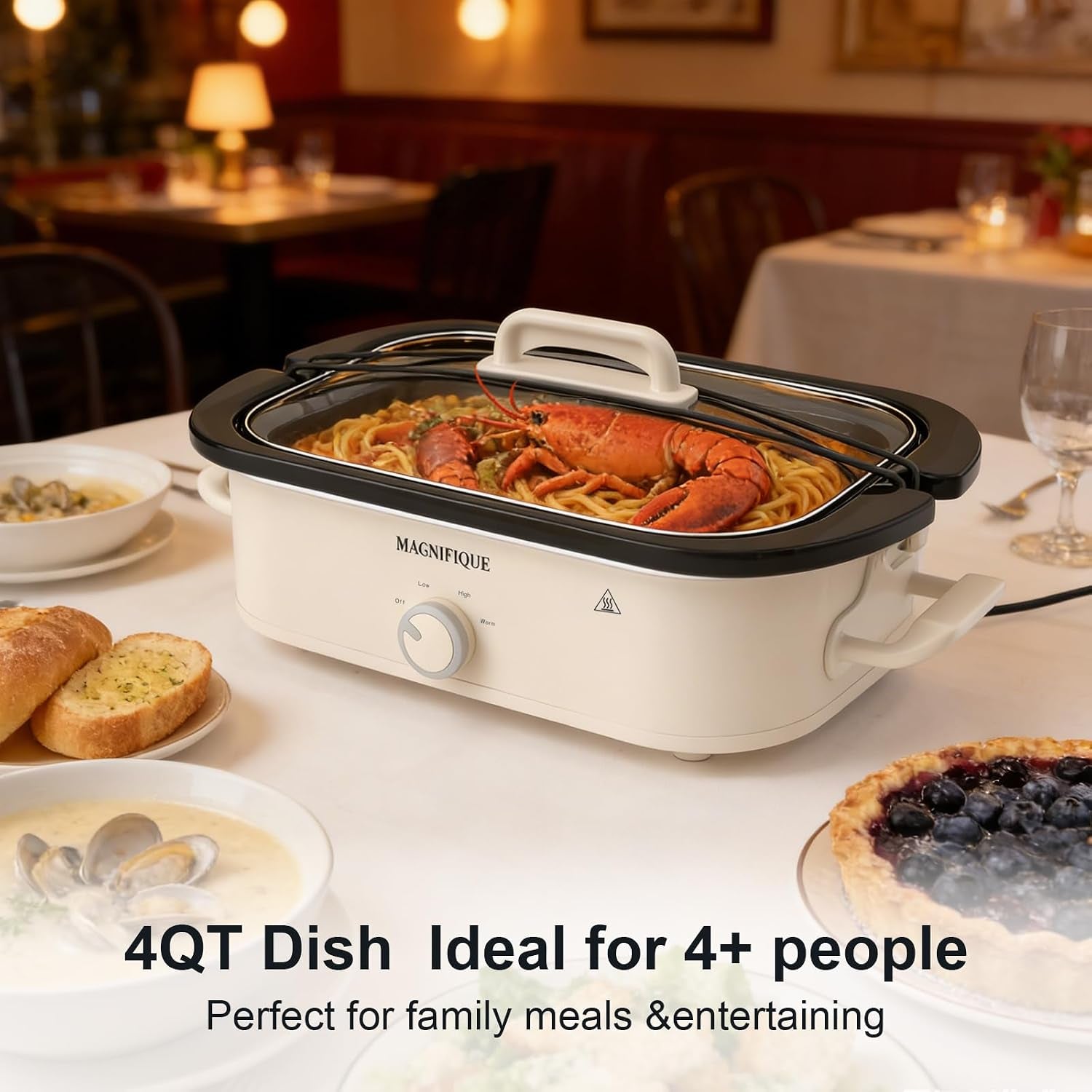 magnifique-4-quart-slow-cooker-with-ceramic-nonstick-baking-dish-adjustable-temperature-oven-safe-for-lasagna-roasts-dishwasher-safe-stoneware-tempered-glass-lid-compact-crock-pot-oatmeal