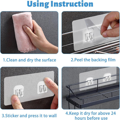4 Pack Clear Adhesive Suction Sticker for No Drilling Bathroom Shower Shelf Accessories, Super Strong Adhesive Wall Sticker for Shower Caddy and More7