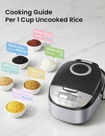 Rice Cooker with Fuzzy Logic, 11-Preset Modes, 6-Cups Uncooked Rice | 12 Cups Cooked, Japanese Rice Cooker Style, Portable Non-Stick Rice Maker, Steamer, Fast, Grain Cooker, 24-Hour Delay Timer6