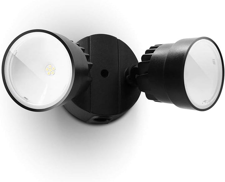 P6221B 2000 Lumen 18 Watt LED Dual-Head Floodlight Outdoor, Switch Controlled Waterproof Exterior Security Wall Light for Patio, Garden,Yard-Black