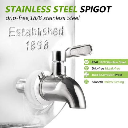 1 Gallon Drink Dispenser with Spigot 18/8 Stainless Steel – Airtight & Leakproof Glass Sun Tea Jar with Anti-Rust Lids, Beverage Dispenser for Parties - Laundry Detergent Holder6