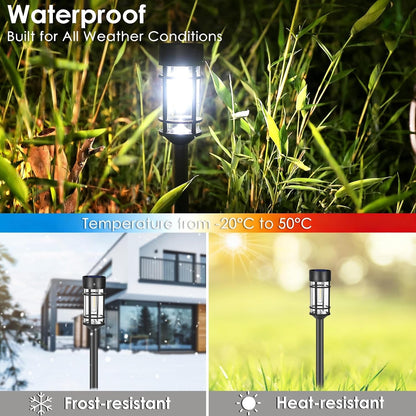 Solar Pathway Lights Outdoor, 8 Pack Metal Glass Solar Lights Outdoor Waterproof Auto On/Off Landscape Path Lighting Garden Decor for Yard Walkway Driveway, Cool White5