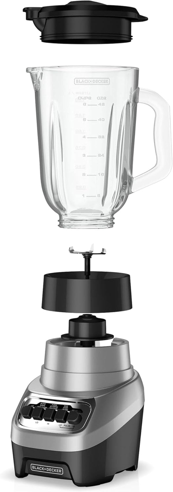 BLACK+DECKER Powercrush Multi-Function Blender with 6-Cup Glass Jar, 4 Speed Settings, Silver2