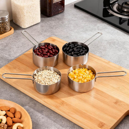 6 Pcs 1/2 Cup (125Ml) Stainless Steel Measuring Scoops, Metal Measuring Cups with Handle for Dog Food, Coffee, Baking, Cooking, Dishwasher Safe7