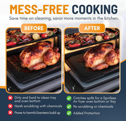 Toaster Oven Liners for Bottom of Oven (4 Pack) Reusable Non-Stick Heat Resistant Toaster Liners, Compatible with Breville, Cuisinart, Black & Decker, Dash, and More - Air Fryer Liners 12"X12" (Black)9