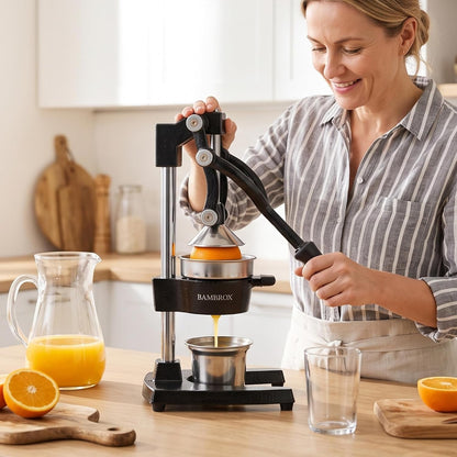 Manual Cast Iron Lemon Squeezer, Black Citrus Juicer | Detachable Cone, Free Stainless Steel Cup, Extracts Juice from Lemons, Oranges and Grapefruits, Easy to Clean8