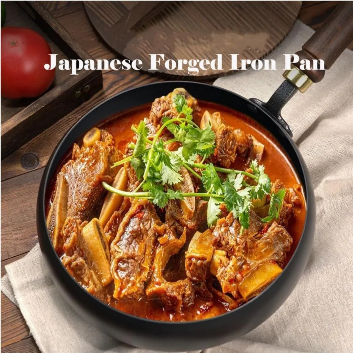 suntuup-japanese-iron-pan-non-stick-iron-pan-hand-forged-flat-bottom-small-wok-rust-free-for-cooker-gas-stir-fry-pans-round-bottom-with-lid-9-4in-hammer-pattern-glass-lid