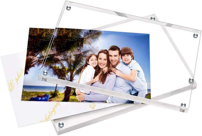 Acrylic Frames, 2 Pack 5X7, 24Mm Thicker Frameless Clear Picture Frame, Double Sided Magnetic, Free Standing Desktop Display2