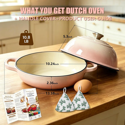 Cast Iron Bread Dutch Oven 6QT Cream Enameled with Lid | Even Heat and Steam for Crispy Crust, Easy-Release Enamel, All Stovetops, Safe to 500F, for Sourdough and Artisan Bread6