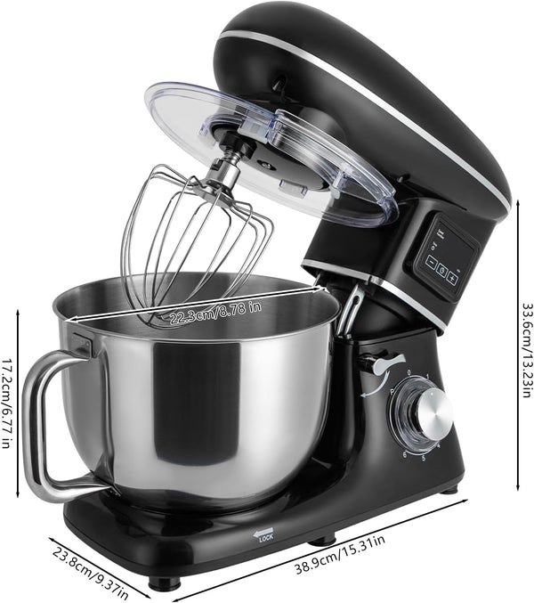 Stand Mixer, 6.5 Quart, 6+1 Speed Tilt-Head Kitchen Mixer, Copper Motor, Household Food Mixer with Bowl, Flat Beater, Dough Hook, Egg Whisk Fit for Kitchens, Small Restaurants, Bakeries (Black)6