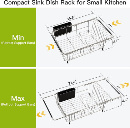 Dish Drying Rack in Sink, Dish Drainer with Cup and Utensil Holder4