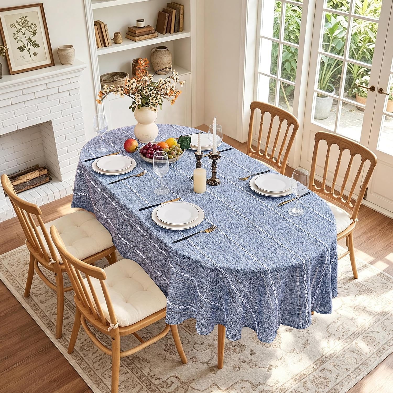 blue-farmhouse-striped-oval-tablecloth-55-70-inch-linen-style-table-cloth