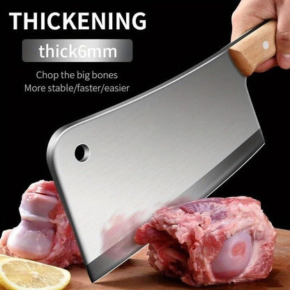 Meat Cleaver, 8 Inch Stainless Steel Cutting Knife Household Kitchen Beef Slicing Chef Dual-Use Chopping Bone Special Knife3