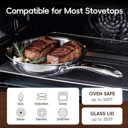 Tri Ply Stainless Steel Cookware Set, 16-Piece Pots and Pans Set with Kitchen Utensils and Steamer, Non-Toxic, Multiclad, Induction Oven Compatible, Dishwasher Safe6