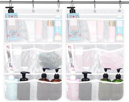 2 Pack Mesh Hanging Shower Caddy, 7-Pocket Bathroom Organizer1