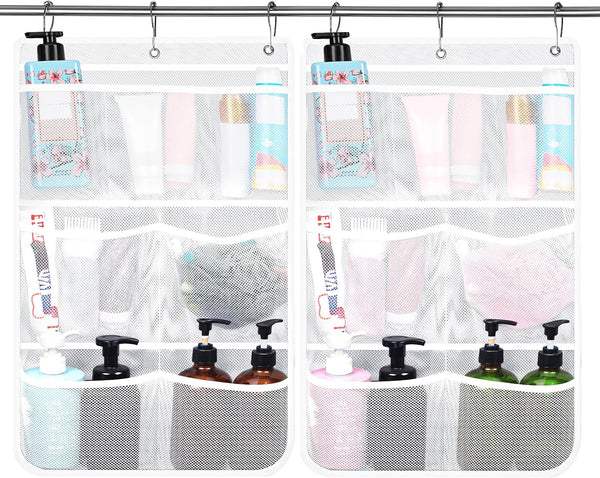 2 Pack Mesh Hanging Shower Caddy, 7-Pocket Bathroom Organizer1