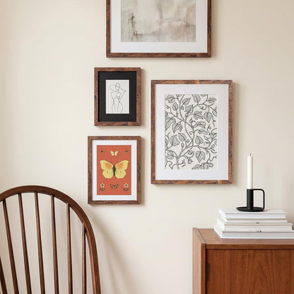 11X14 Picture Frame, MDF Frame with Plastic Cover, Rustic Brown2