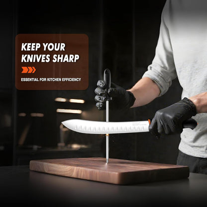 Butcher Knife Set 6 Pcs - Game Processing Knife Set 7" Sharpener Rod | High Carbon Stainless Steel, Ergonomic Non-Slip Rubber Handle, Gift Box, Anti-Fouling, Easy to Clean6