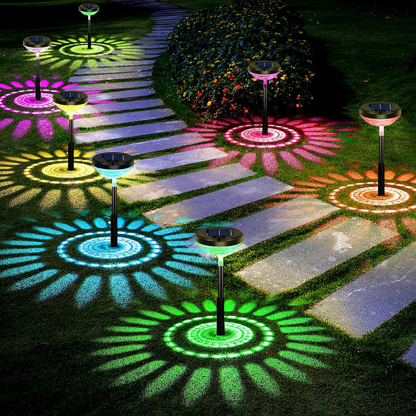 8 Pack Solar Pathway Lights, Multicolor & Warm White LED, IP67 Waterproof, Outdoor Garden Yard Lawn Landscape Decorative1