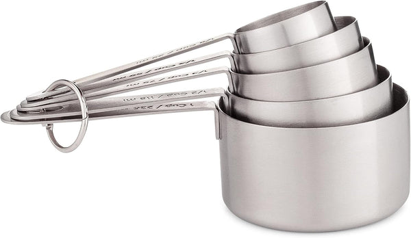 5-Piece Stainless Steel Measuring Cups Set - Heavy Duty Metal Measuring Cups with 1/8 Cup Size - Engraved Imperial & Metric Markings for Dry & Liquid Baking Ingredients, Stackable2