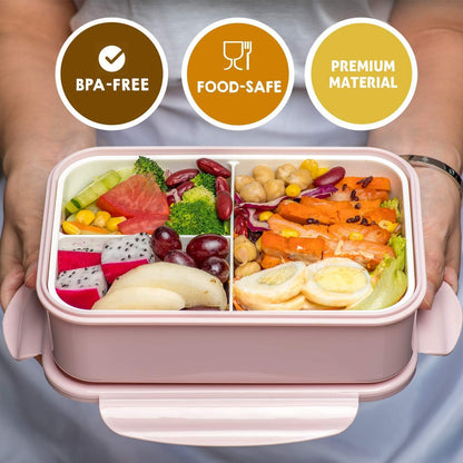 Bento Boxes for Adults - 1100 ML Bento Lunch Box for Kids Childrens with Spoon & Fork - Durable for On-The-Go Meal, Bpa-Free and Food-Safe Materials2