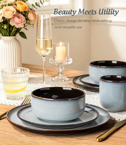 Ceramic Dinnerware Sets for 8,24-Pcs Porcelain Plates and Bowls Set4
