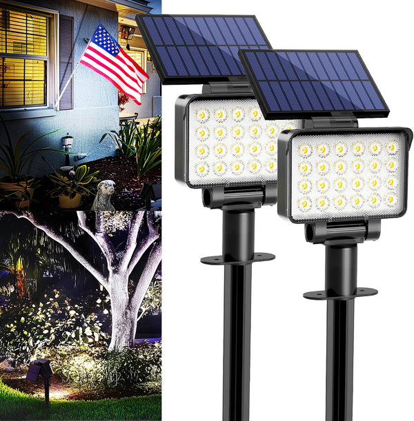 Solar Spot Lights Outdoor Waterproof, 2 Packs, Cool White1